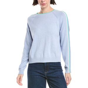 Wispr Womens  Sporty Stripe Mini Silk-Blend Sweater, Blue